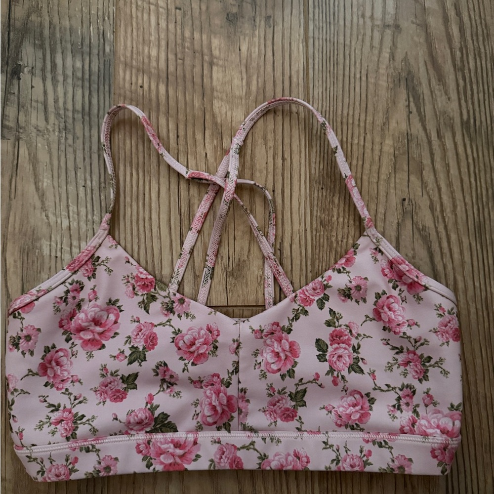 Love Shack Fancy Floral Pink Strappy Bralette